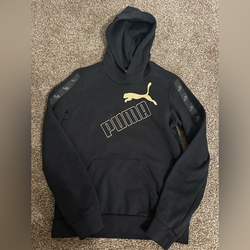 Puma Black Hoodie with Gold Logo